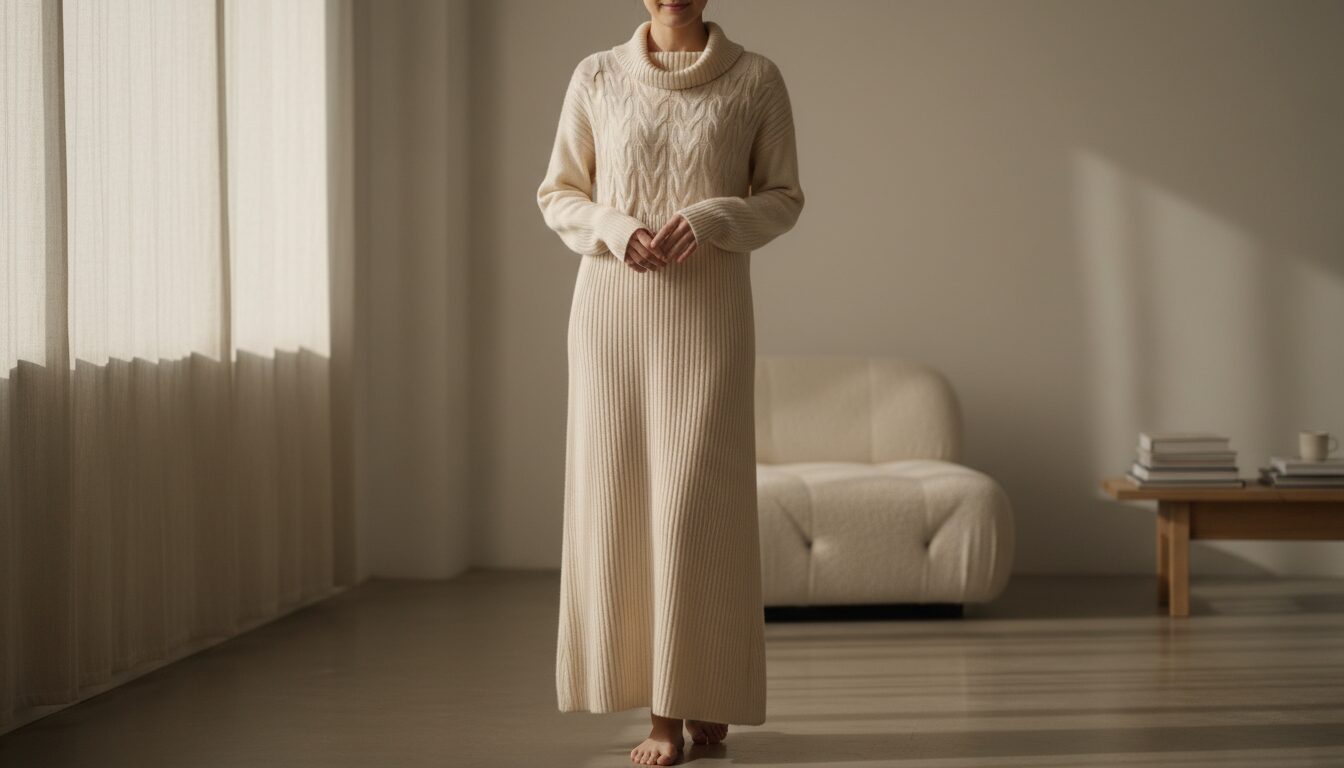 Élégance Douceur : Robe en Maille Confortable pour Femme